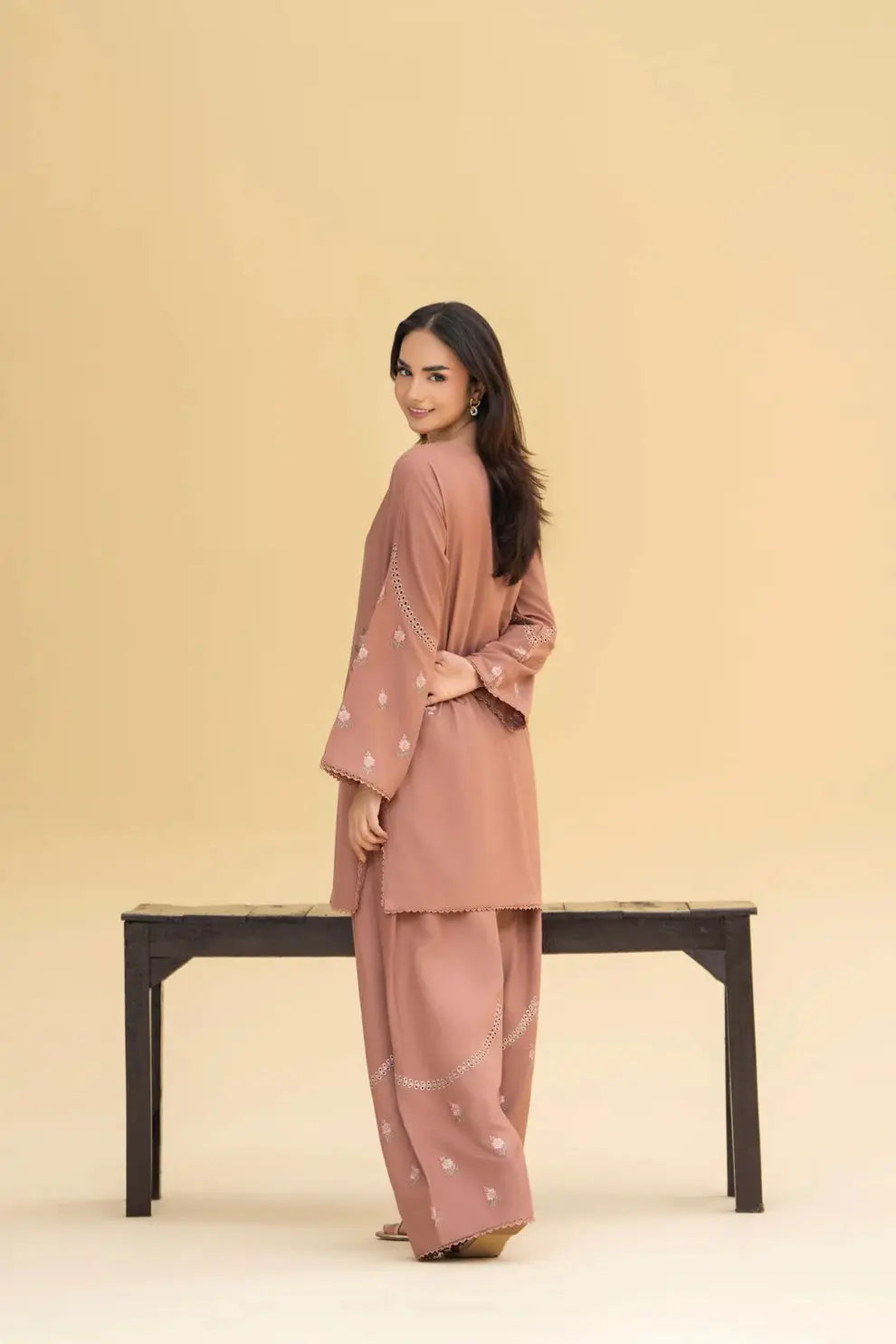 Huria peach 2 Pc mwf collection Eid collection MWF COLLECTION