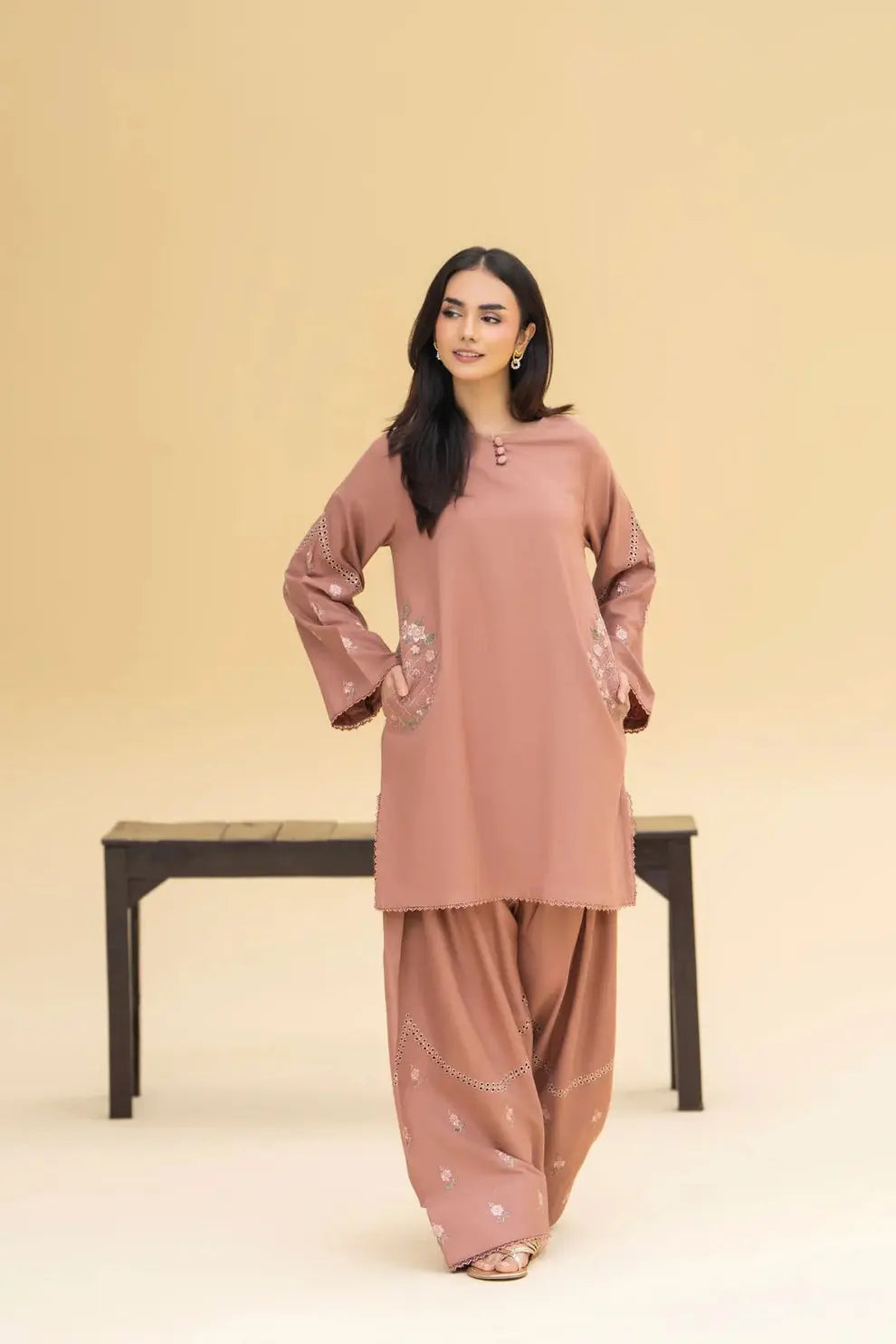 Huria peach 2 Pc mwf collection Eid collection MWF COLLECTION