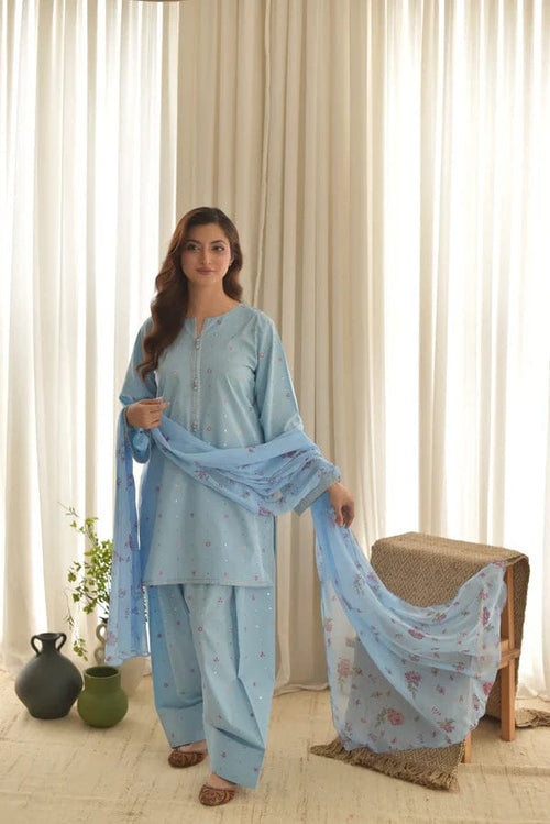 AQUA  EMBROIDERY 3PC